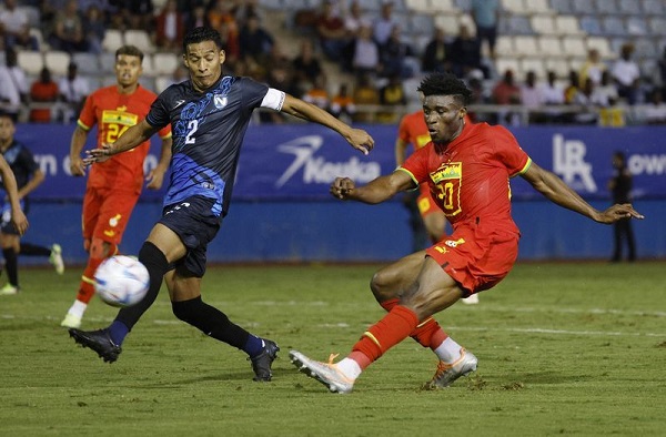Ghana's Mohammed Kudus being confronted by Quijanos Josue of Nicaragua in their encounter in Spain on Tuesday Ghana's Mohammed Kudus being confronted by Quijanos Josue of Nicaragua in their encounter in Spain on Tuesday